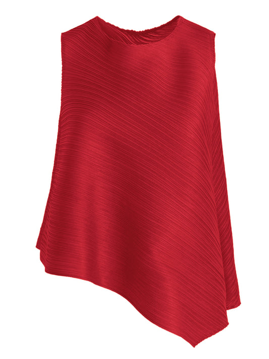 Sleeveless Pleated Top - Ruby