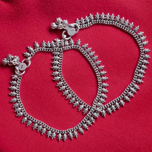 Fleur De Lis Anklets - Pure Silver