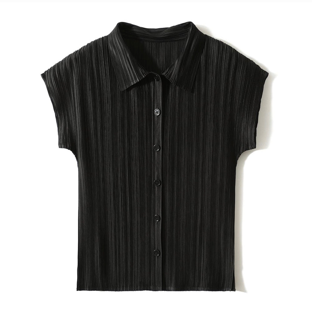 Midnight Button Up Pleated Set