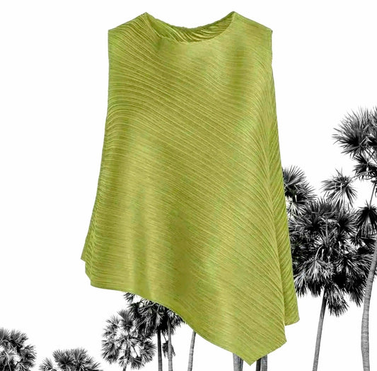 Sleeveless Pleated Top - Olive